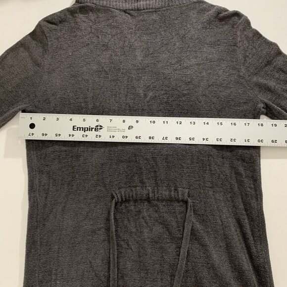 Barefoot Dreams CozyChic Ultra Lite Cardigan S Dark Gray Tie Belt Pockets Luxury - Picture 7 of 10